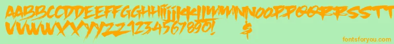 Slacker Brush Font – Orange Fonts on Green Background