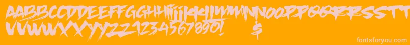 Slacker Brush-Schriftart – Rosa Schriften auf orangefarbenem Hintergrund