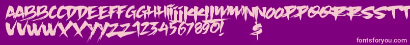 Slacker Brush-Schriftart – Rosa Schriften auf violettem Hintergrund