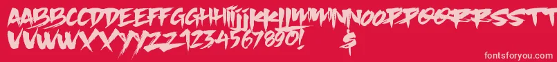 Slacker Brush Font – Pink Fonts on Red Background