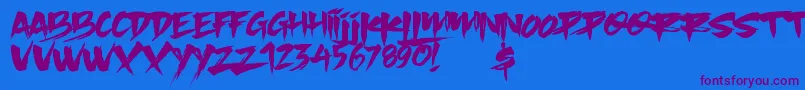 Slacker Brush Font – Purple Fonts on Blue Background