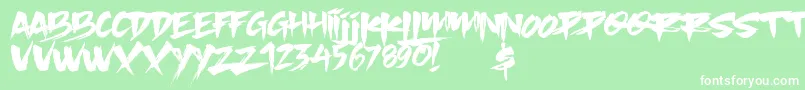 Slacker Brush-Schriftart – Weiße Schriften auf grünem Hintergrund