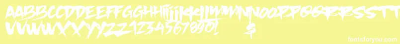 フォントSlacker Brush – 黄色い背景に白い文字