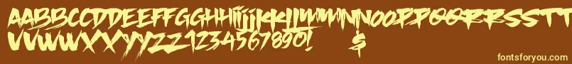 More about Slacker Brush Font Slacker Brush Font – Yellow Fonts on Brown Background