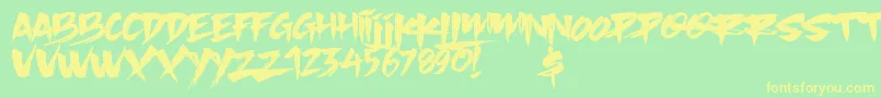 Slacker Brush Font – Yellow Fonts on Green Background