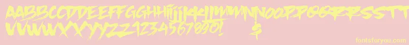 Slacker Brush-Schriftart – Gelbe Schriften auf rosa Hintergrund