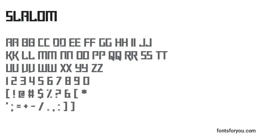 Czcionka Slalom – alfabet, cyfry, specjalne znaki