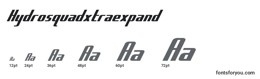Размеры шрифта Hydrosquadxtraexpand