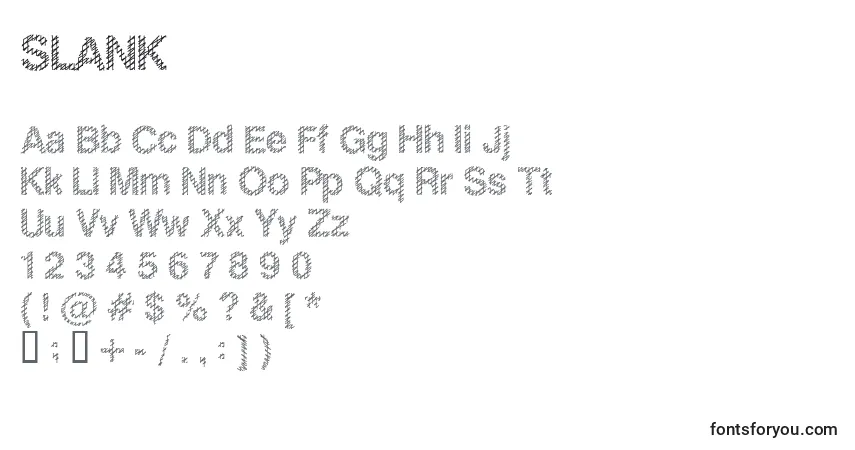 Schriftart SLANK    (141172) – Alphabet, Zahlen, spezielle Symbole