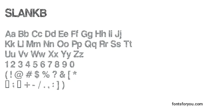 A fonte SLANKB   (141173) – alfabeto, números, caracteres especiais