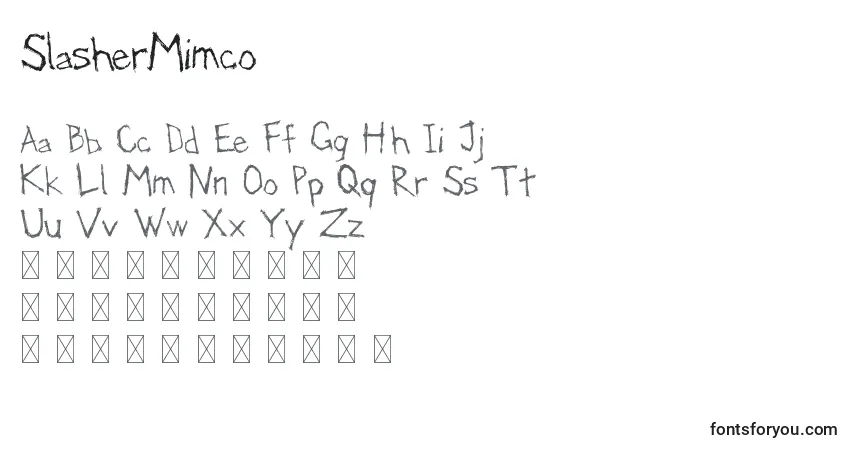 Schriftart SlasherMimco – Alphabet, Zahlen, spezielle Symbole