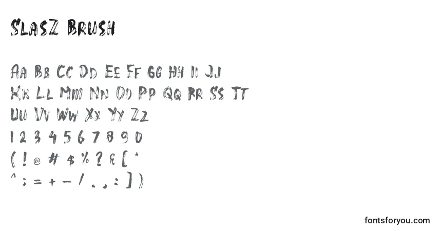 Schriftart SlasZ Brush – Alphabet, Zahlen, spezielle Symbole