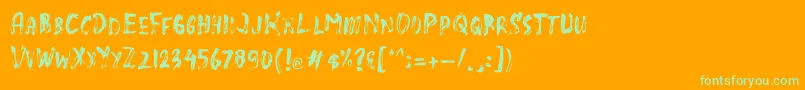SlasZ Brush Font – Green Fonts on Orange Background
