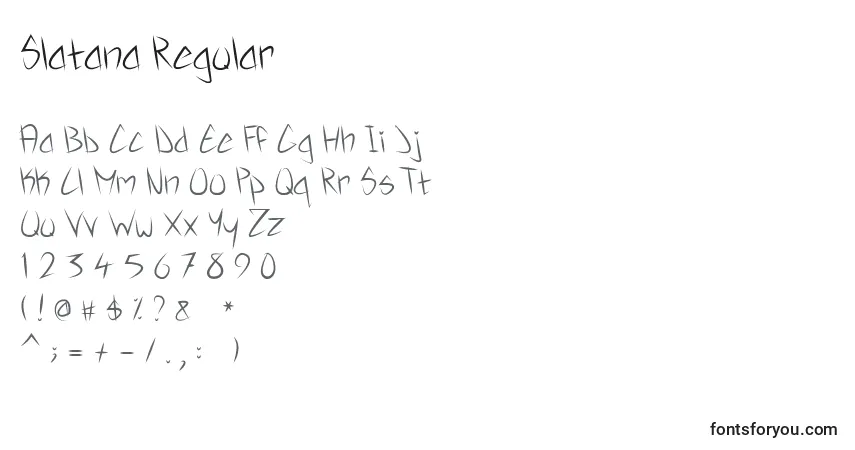 Шрифт Slatana Regular – алфавит, цифры, специальные символы