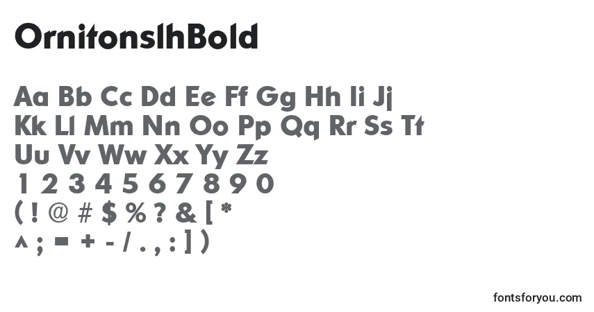 Шрифт OrnitonslhBold – алфавит, цифры, специальные символы