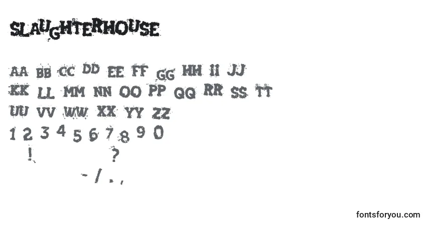 Slaughterhouse-fontti – aakkoset, numerot, erikoismerkit