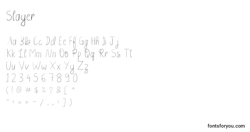 Schriftart Slayer (141181) – Alphabet, Zahlen, spezielle Symbole