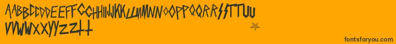 Slaytanic-Schriftart – Schwarze Schriften auf orangefarbenem Hintergrund