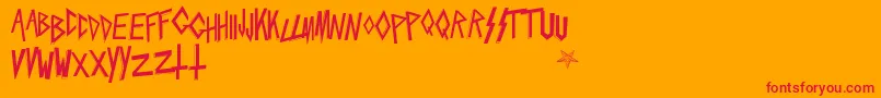 Slaytanic Font – Red Fonts on Orange Background