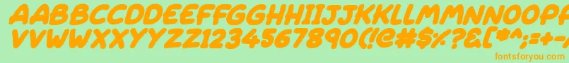 Sleeping Italic Font – Orange Fonts on Green Background