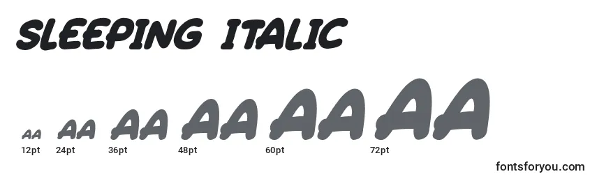 Размеры шрифта Sleeping Italic