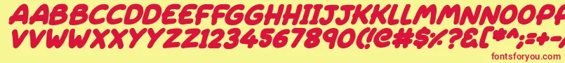 Sleeping Italic Font – Red Fonts on Yellow Background