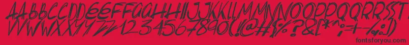 Czcionka Slenderscratch Italic – czarne czcionki na czerwonym tle