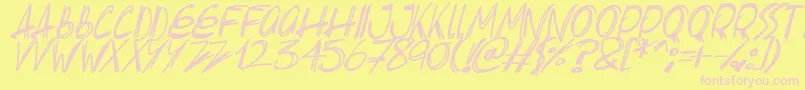 Fonte Slenderscratch Italic – fontes rosa em um fundo amarelo