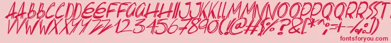 Slenderscratch Italic-fontti – punaiset fontit vaaleanpunaisella taustalla