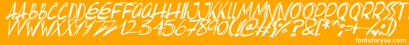 Slenderscratch Italic Font – White Fonts on Orange Background