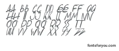 Revisão da fonte Slenderscratch Italic