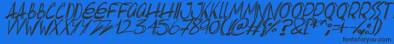 Fonte Slenderscratch Italic – fontes pretas em um fundo azul