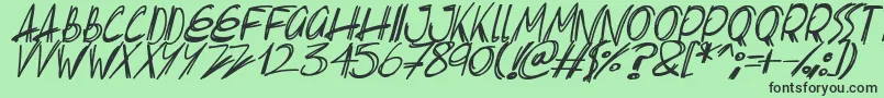 Czcionka Slenderscratch Italic – czarne czcionki na zielonym tle