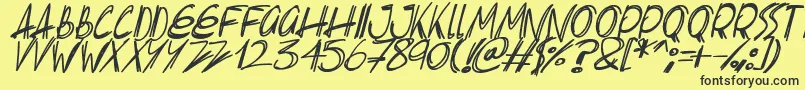 Slenderscratch Italic Font – Black Fonts on Yellow Background