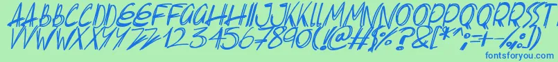 fuente Slenderscratch Italic – Fuentes Azules Sobre Fondo Verde