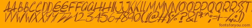 Slenderscratch Italic-fontti – ruskeat fontit oranssilla taustalla