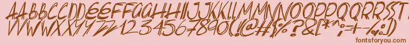 Slenderscratch Italic Font – Brown Fonts on Pink Background