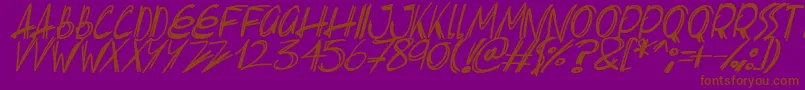 Slenderscratch Italic Font – Brown Fonts on Purple Background