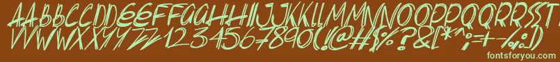 Slenderscratch Italic Font – Green Fonts on Brown Background