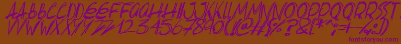 Slenderscratch Italic Font – Purple Fonts on Brown Background