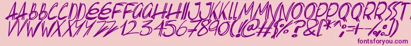 Fonte Slenderscratch Italic – fontes roxas em um fundo rosa