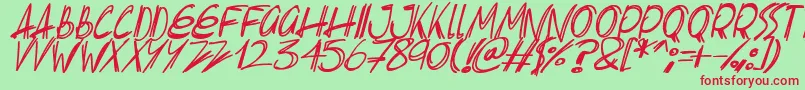 fuente Slenderscratch Italic – Fuentes Rojas Sobre Fondo Verde