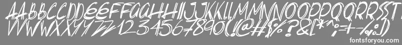 Slenderscratch Italic-fontti – valkoiset fontit harmaalla taustalla