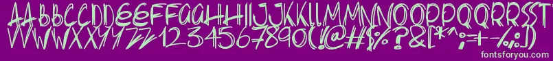 Slenderscratch-fontti – vihreät fontit violetilla taustalla