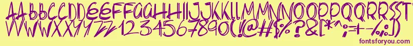 Fonte Slenderscratch – fontes roxas em um fundo amarelo