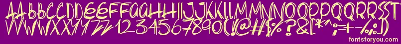 Fonte Slenderscratch – fontes amarelas em um fundo roxo