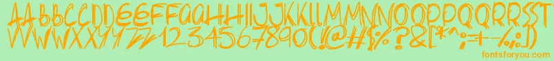 Slenderscratch Font – Orange Fonts on Green Background