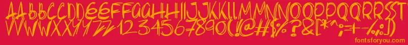 Slenderscratch Font – Orange Fonts on Red Background