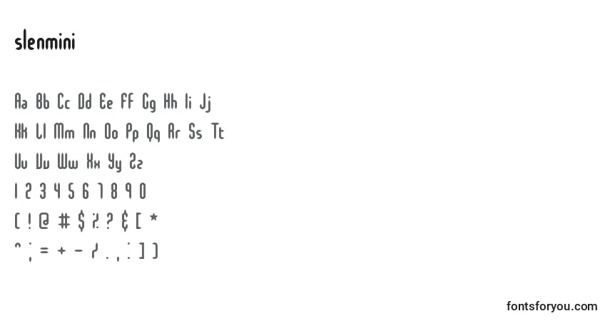 Schriftart Slenmini – Alphabet, Zahlen, spezielle Symbole