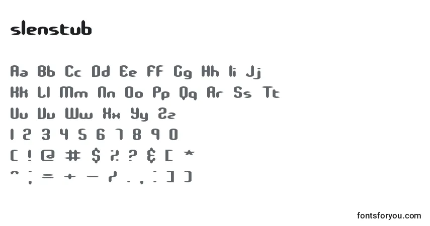 A fonte Slenstub – alfabeto, números, caracteres especiais